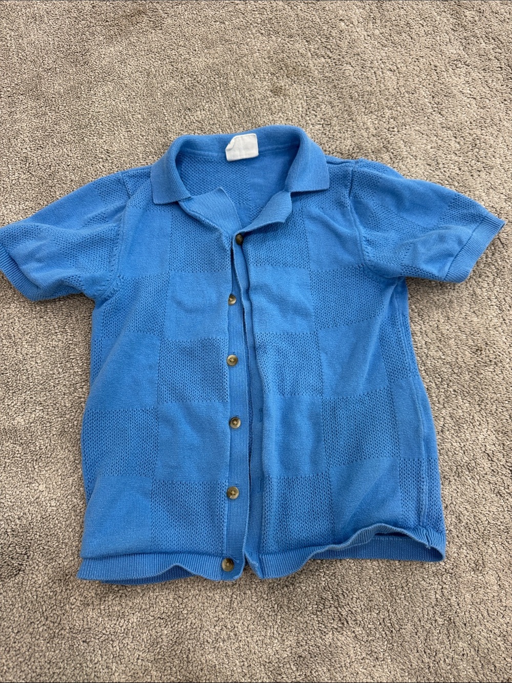 Boys Cotton On Kids Light Blue Knit Button-Down Polo Shirt - 8